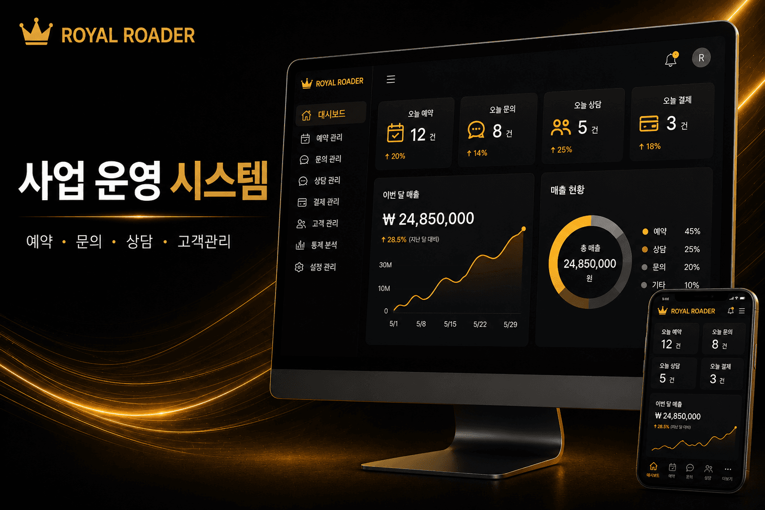 로얄로더 사업 운영 시스템 메인 배너