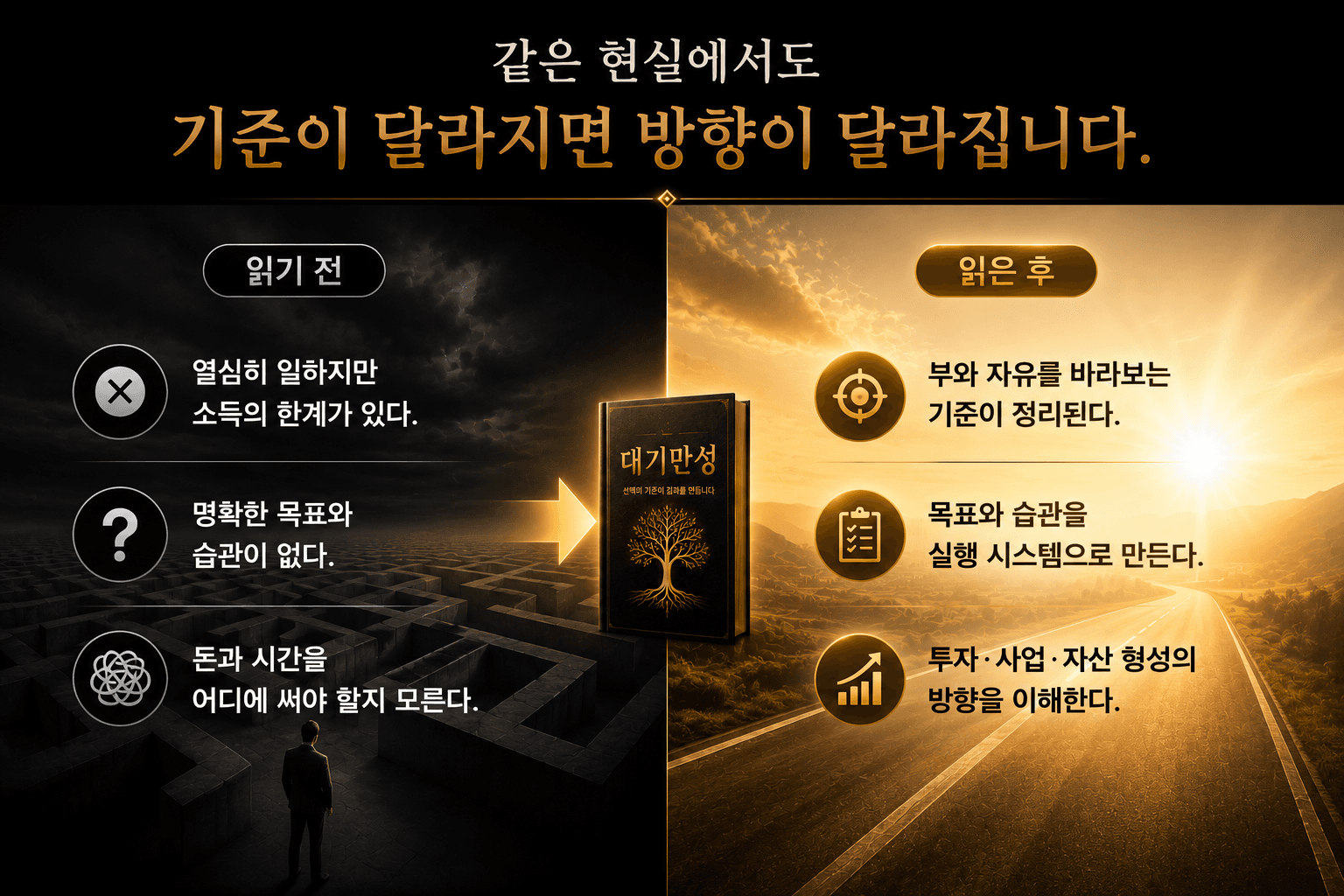 대기만성을 읽기 전과 읽은 후의 생각과 방향 변화 비교