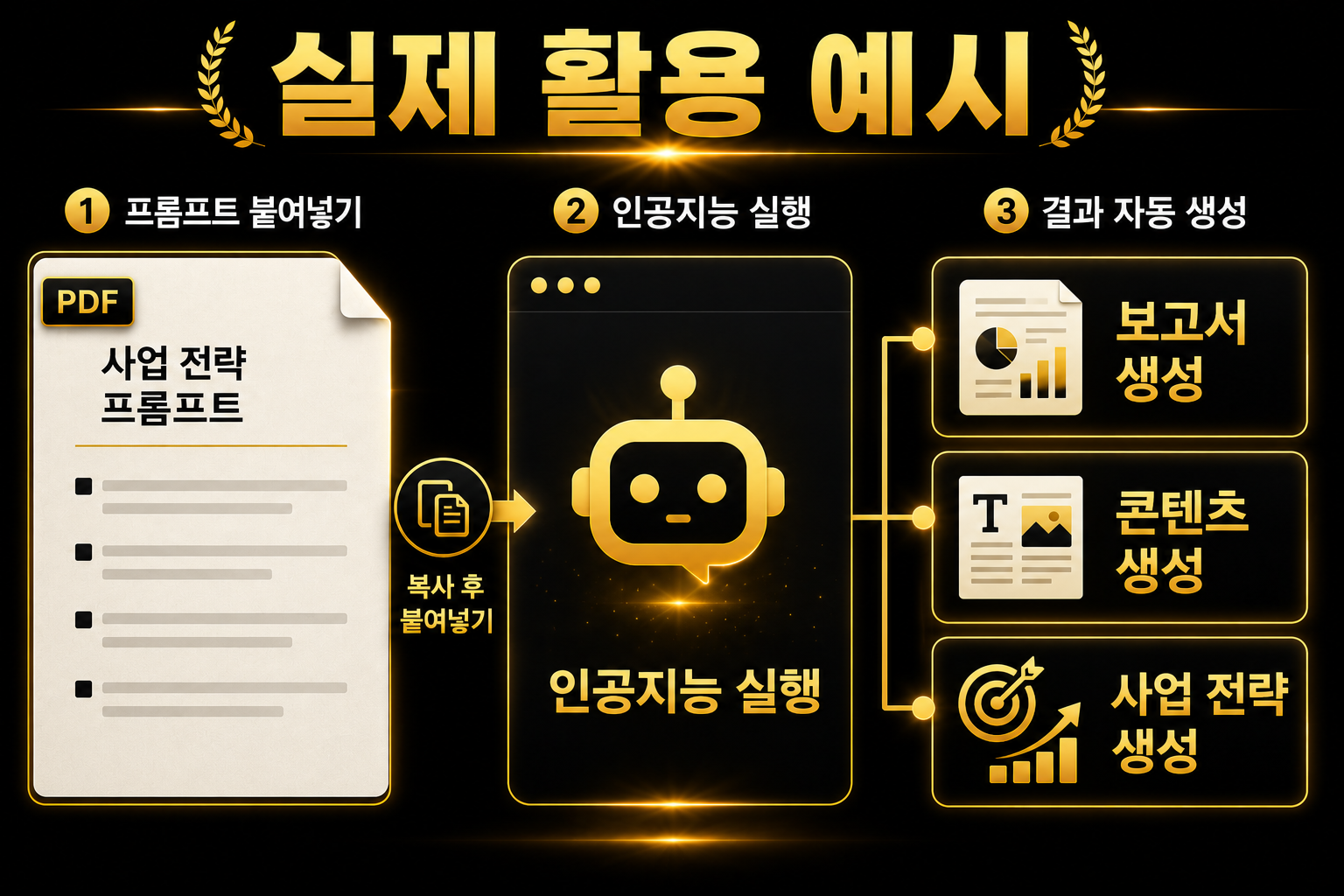 프롬프트를 붙여넣어 보고서 콘텐츠 사업 전략을 생성하는 활용 예시